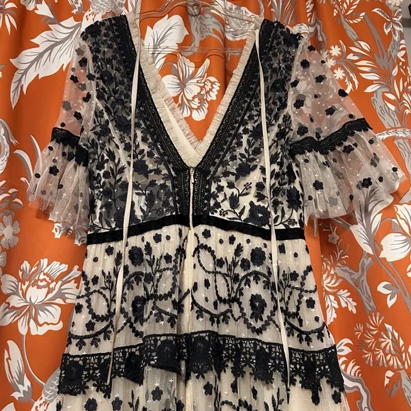Needle & Thread Black and Cream Floral Maxi Dress - Picture 6 of 12